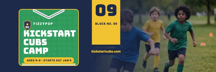 Kickstart Cubs soccer starter camp header: soccer camp header template