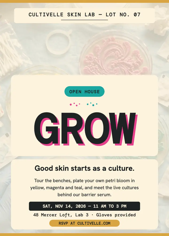 Cultivelle skin lab open house invite template