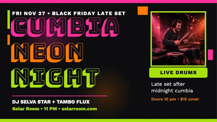 Cumbia neon night DJ thumbnail template