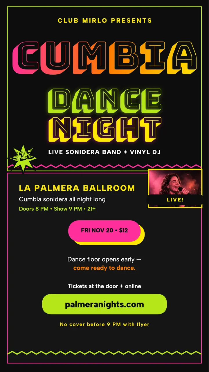 Club Mirlo cumbia dance night story template