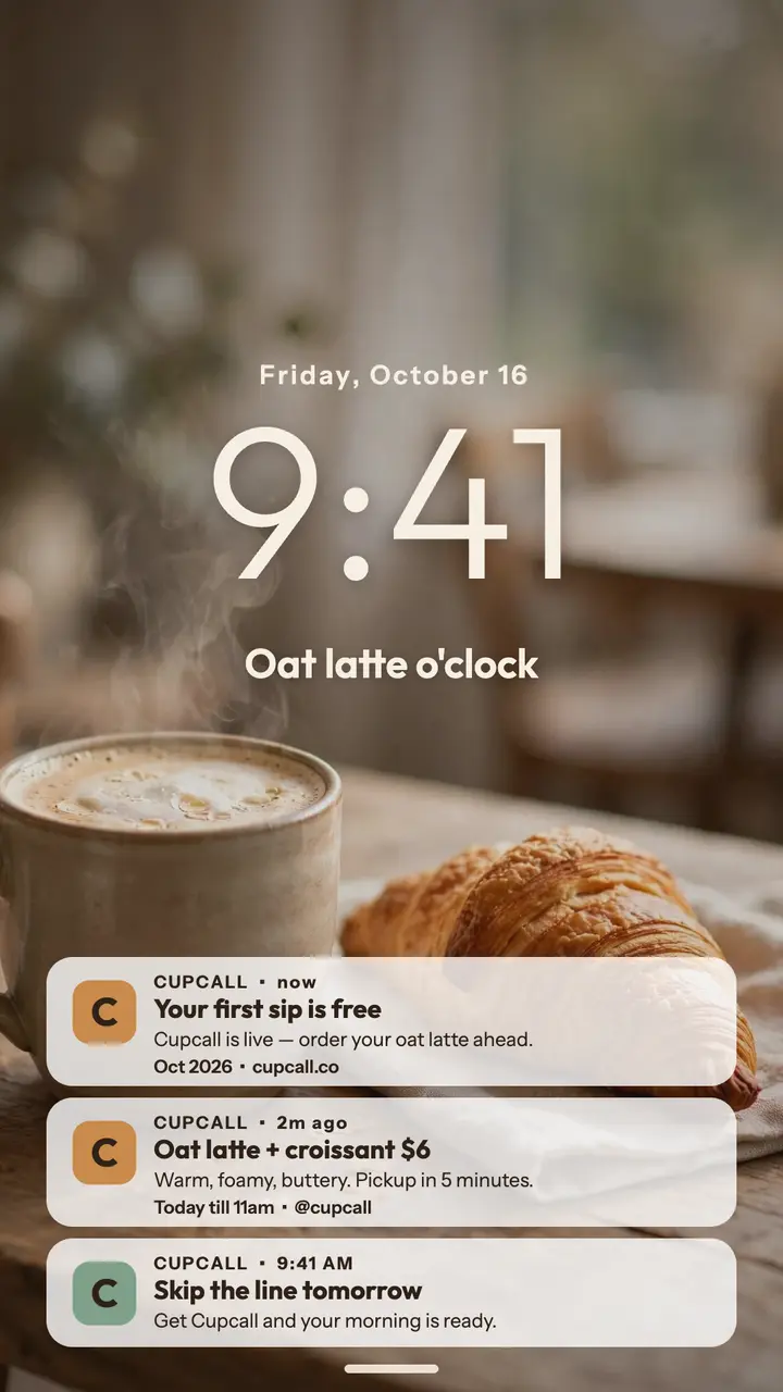 Cupcall app launch lock-screen story template
