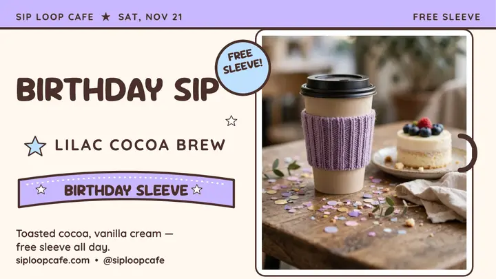 Sip Loop birthday sleeve thumbnail template