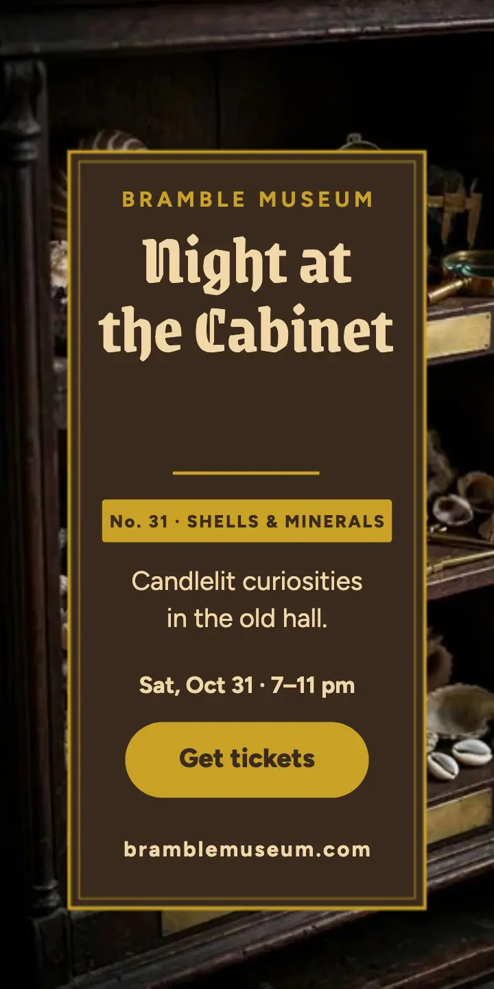 Night at the Cabinet museum half page ad template