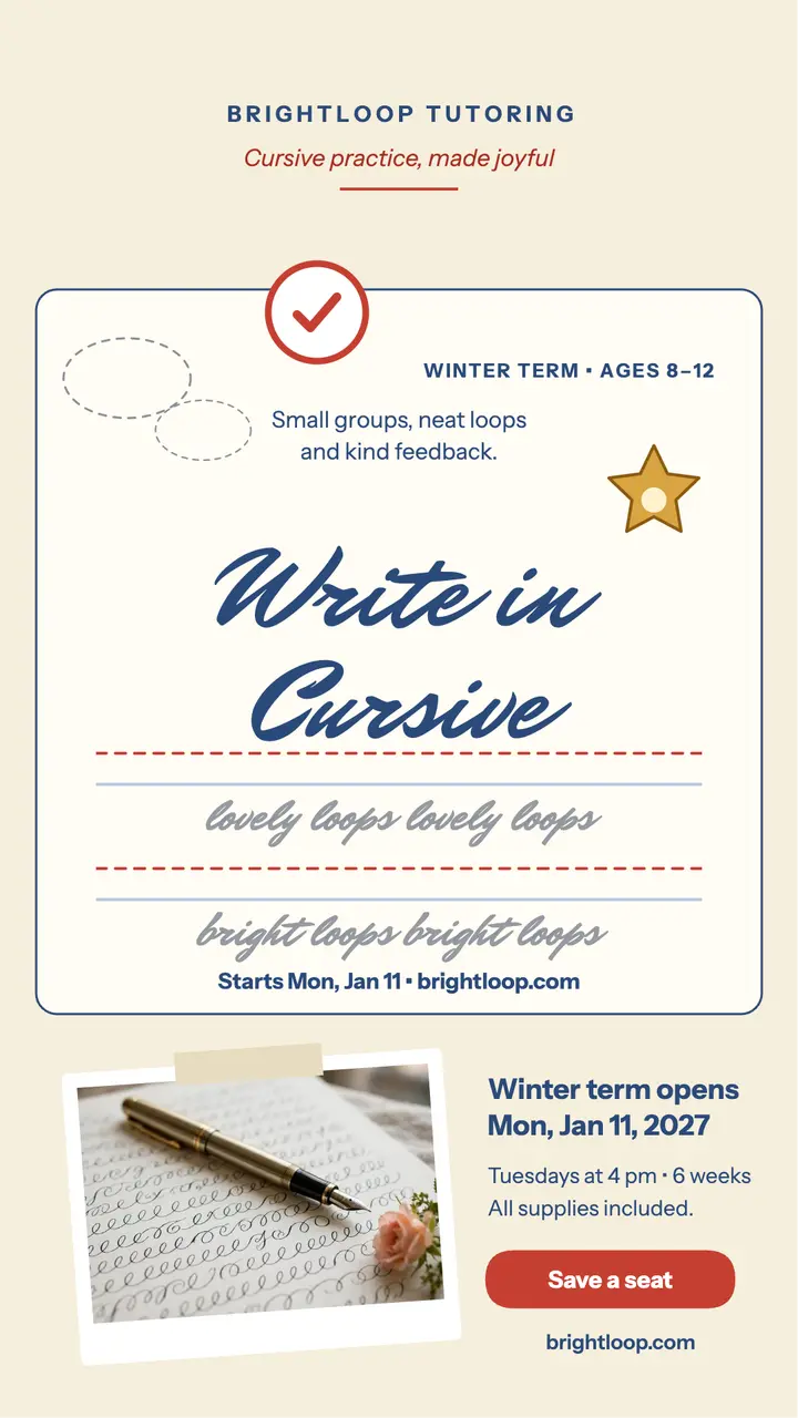 Brightloop cursive class copybook story template