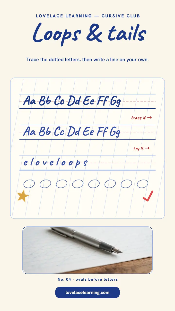 Lovelace cursive practice story template