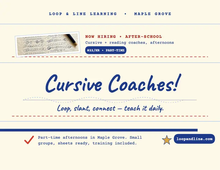 Cursive tutor hiring copybook flyer: tutor hiring flyer template
