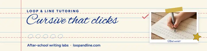 Loop and Line cursive tutoring banner template