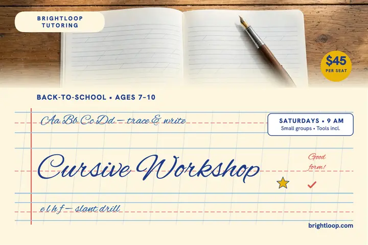 Brightloop cursive workshop copybook postcard template