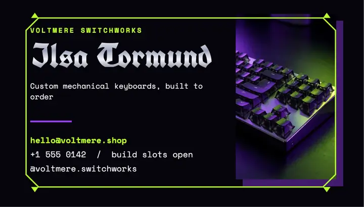 Custom keyboard builder card, cyber goth template