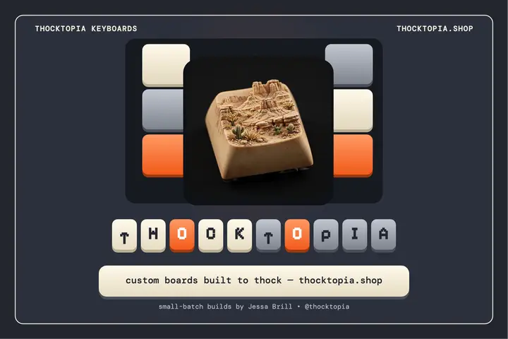 Thocktopia custom keyboard shop postcard template