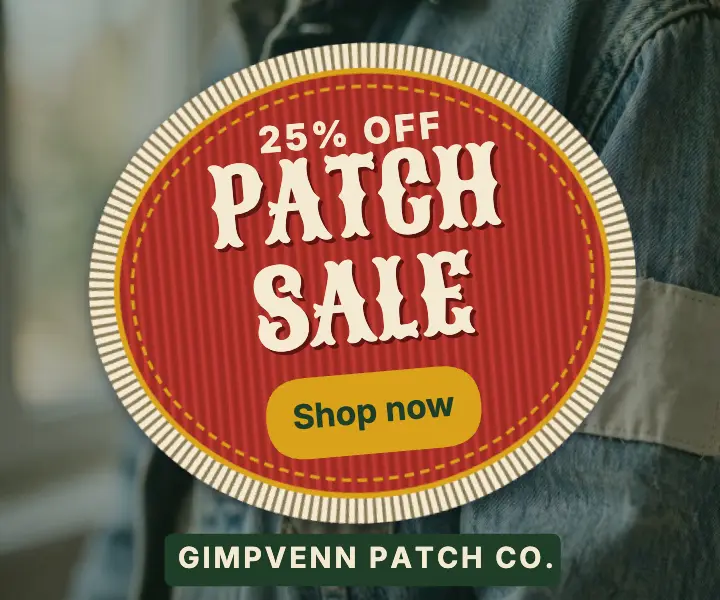 Gimpvenn Patch Co. patch sale display ad template