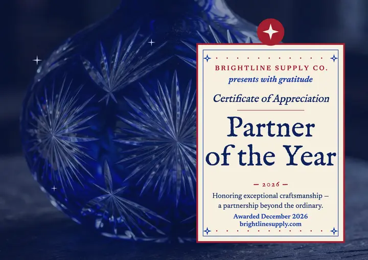 Brightline Partner of the Year cut-glass certificate template