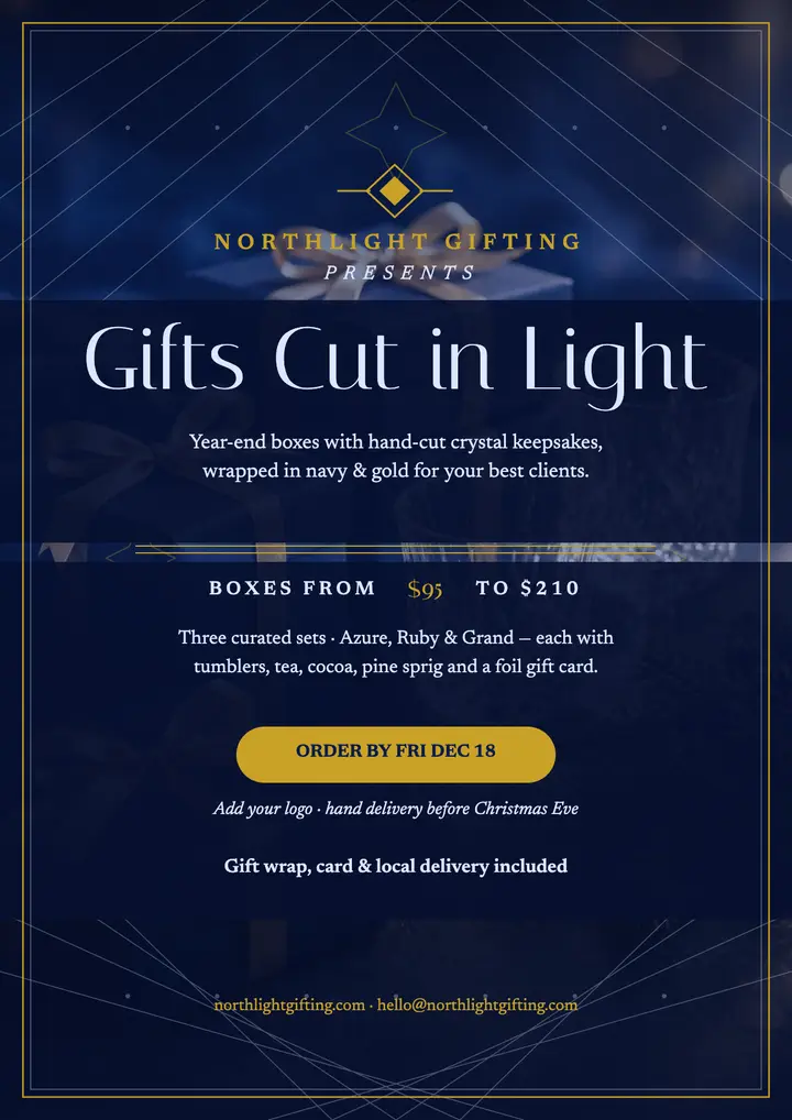 Northlight year-end gift boxes flyer template