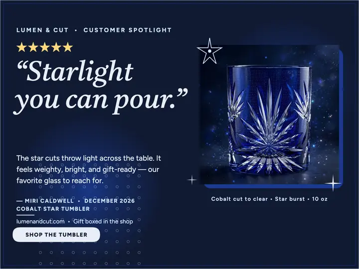 Lumen and Cut star tumbler review slide: cut glass review slide template