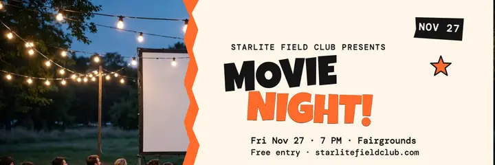 Starlite outdoor movie night cut-paper header template