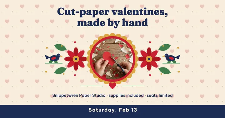 Cut-paper valentine workshop, folk florals template