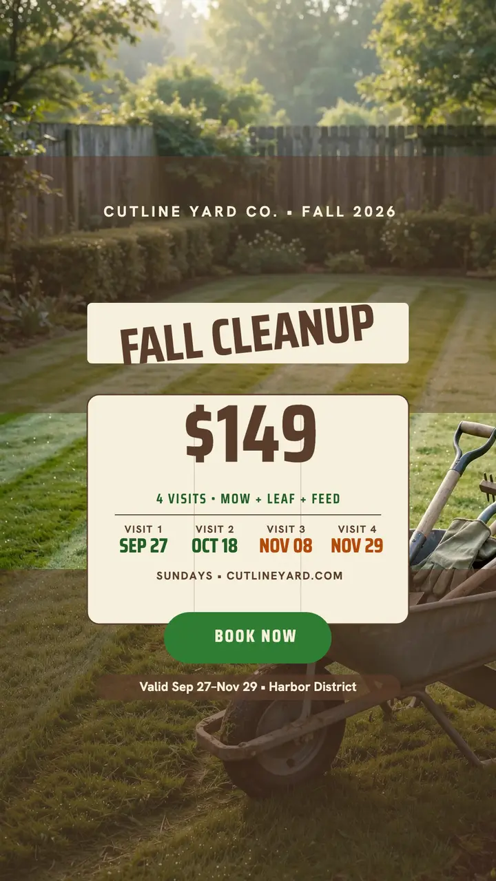 Cutline Yard fall cleanup pocket schedule story template