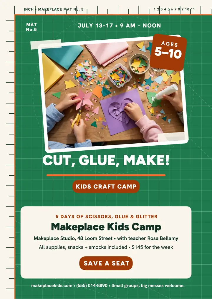 Makeplace kids craft camp flyer template