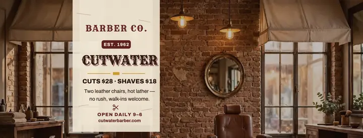 Cutwater Barber ghost sign cover template