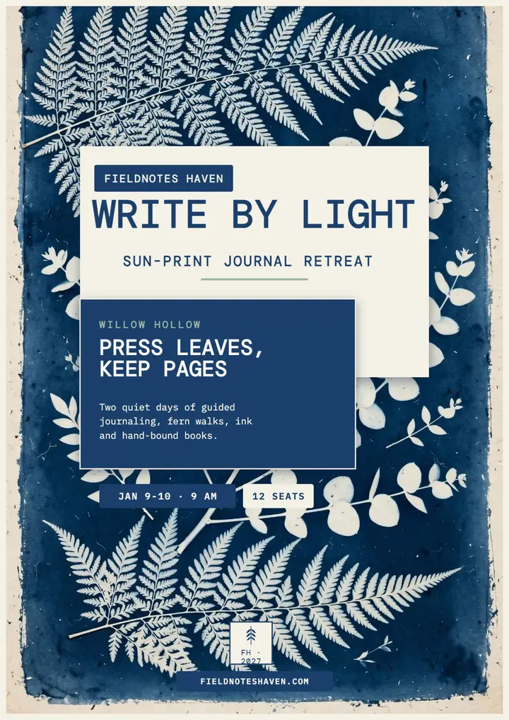 Fieldnotes Haven sun-print journal retreat flyer template