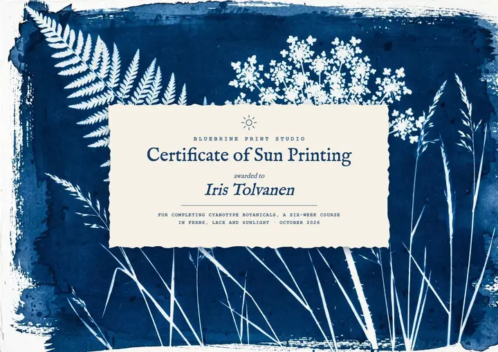 Bluebrine sun printing certificate template