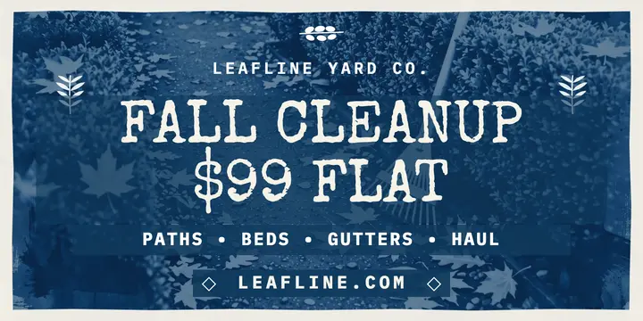 Leafline fall cleanup cyanotype post template