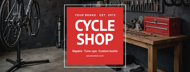 Red and charcoal cycle shop cover template