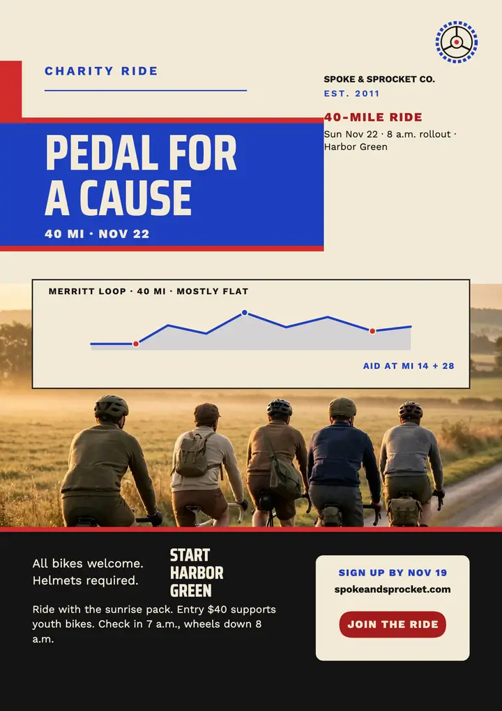 Spoke and Sprocket charity ride flyer template