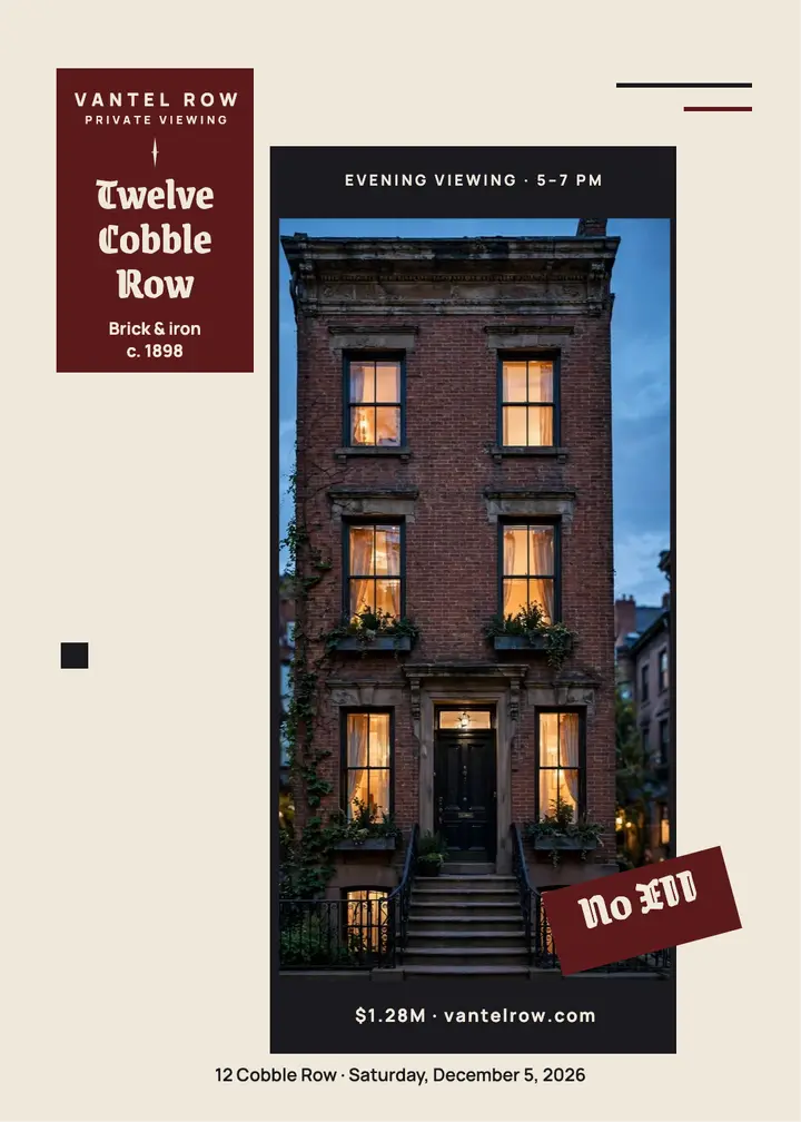 Vantel Row townhouse viewing invitation: townhouse viewing invitation template