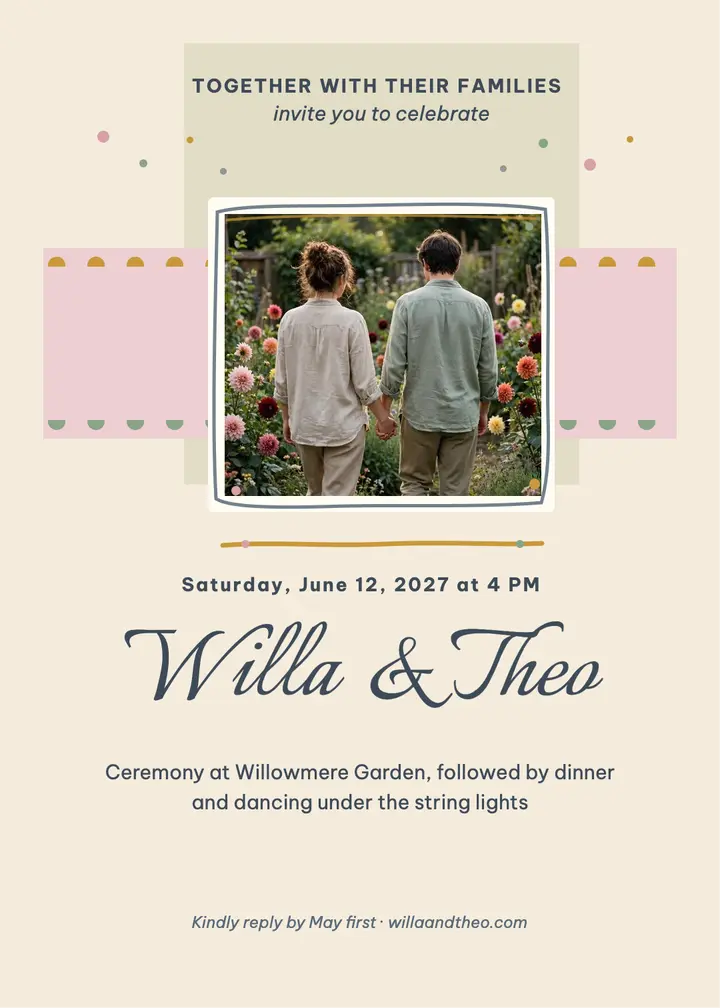Willa and Theo garden invitation template