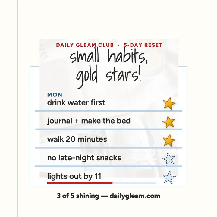 Daily Gleam 5-day habit stars post template