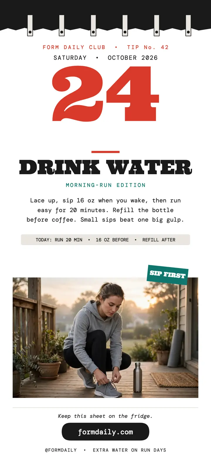 Form Daily drink water tear-off card template