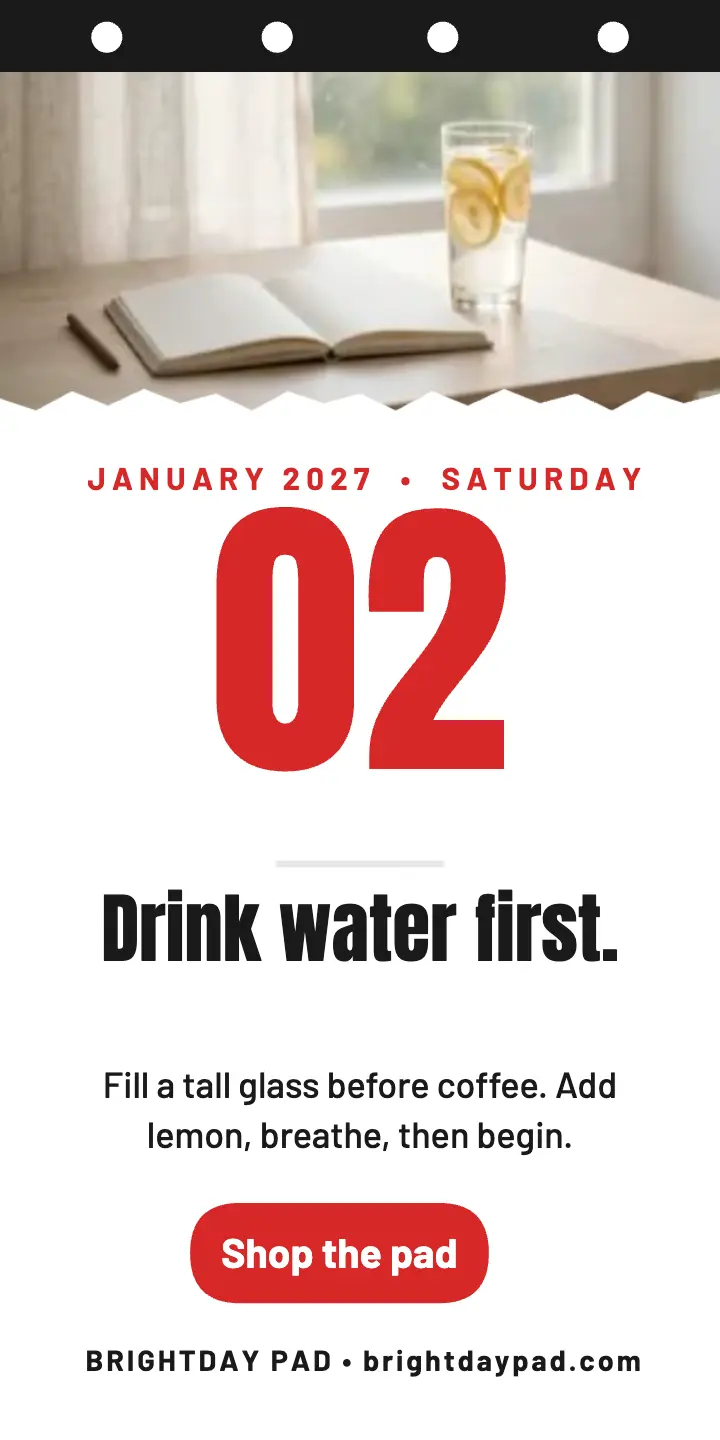 Brightday daily reset tip calendar ad template