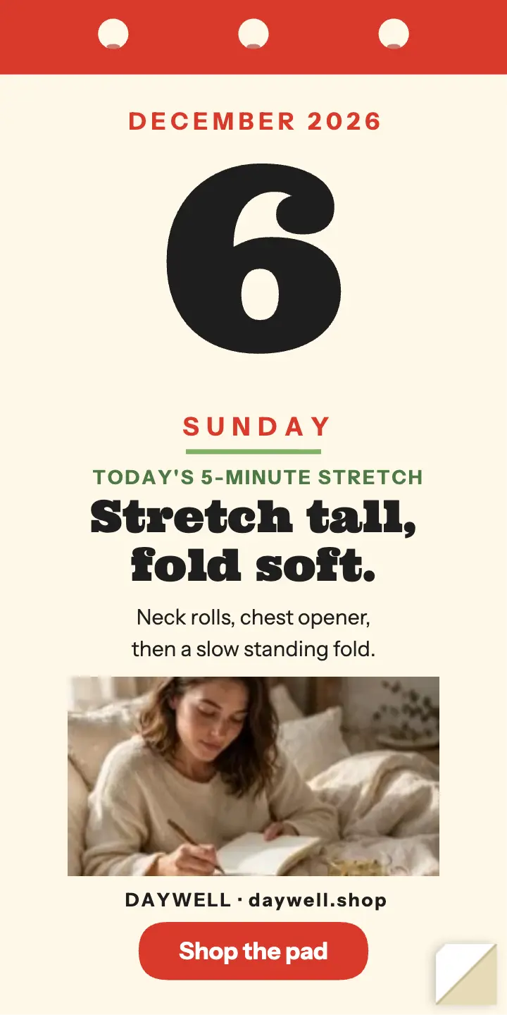 Daywell daily stretch tear-off pad ad: daily stretch calendar ad template