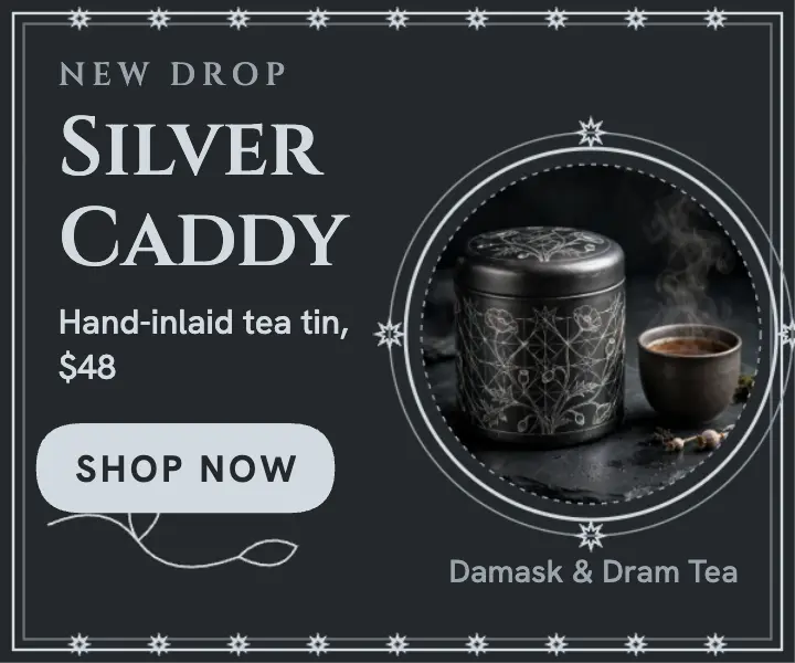 Silver inlay tea caddy launch ad template