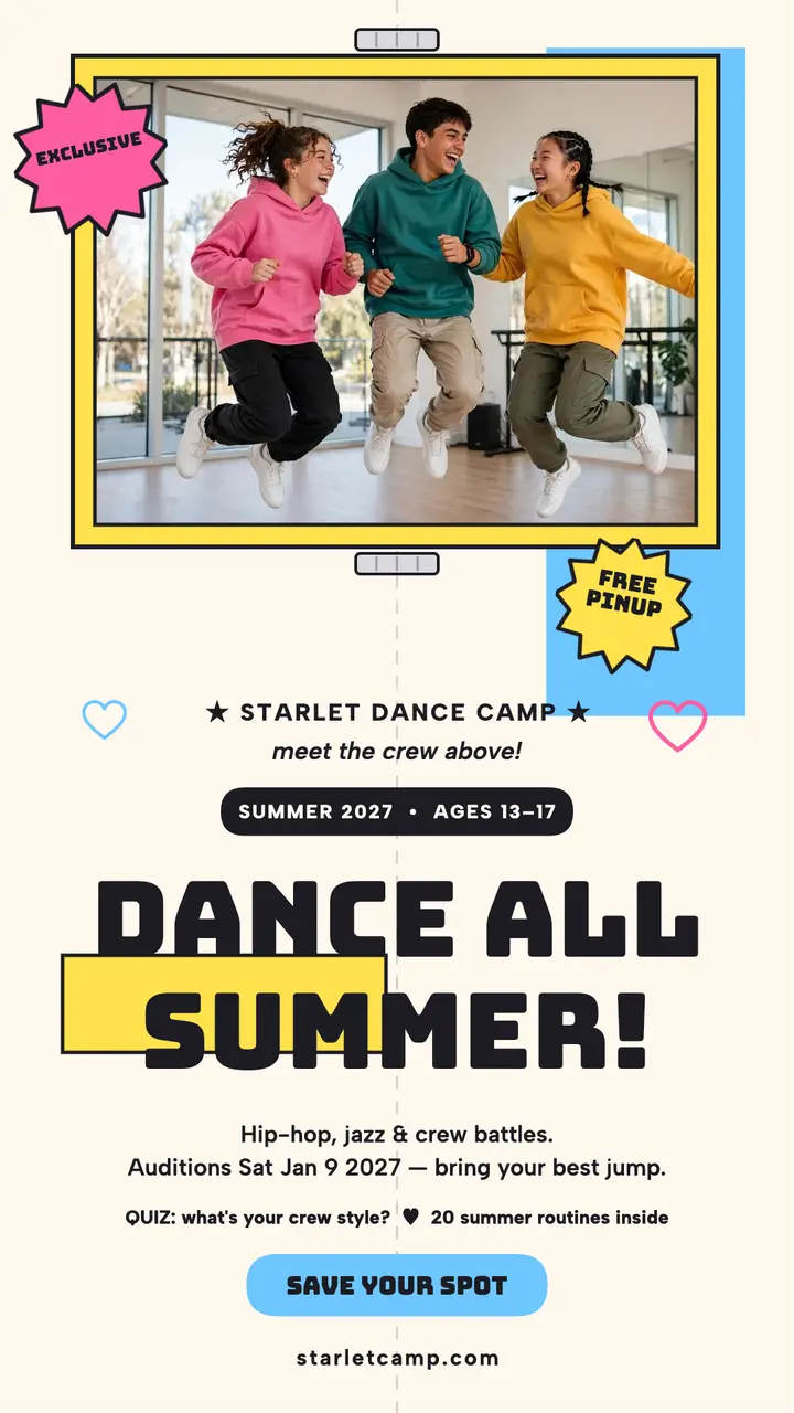 Starlet dance camp pinup story template