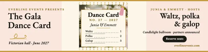 Everline gala dance card banner: dance card linkedin banner template