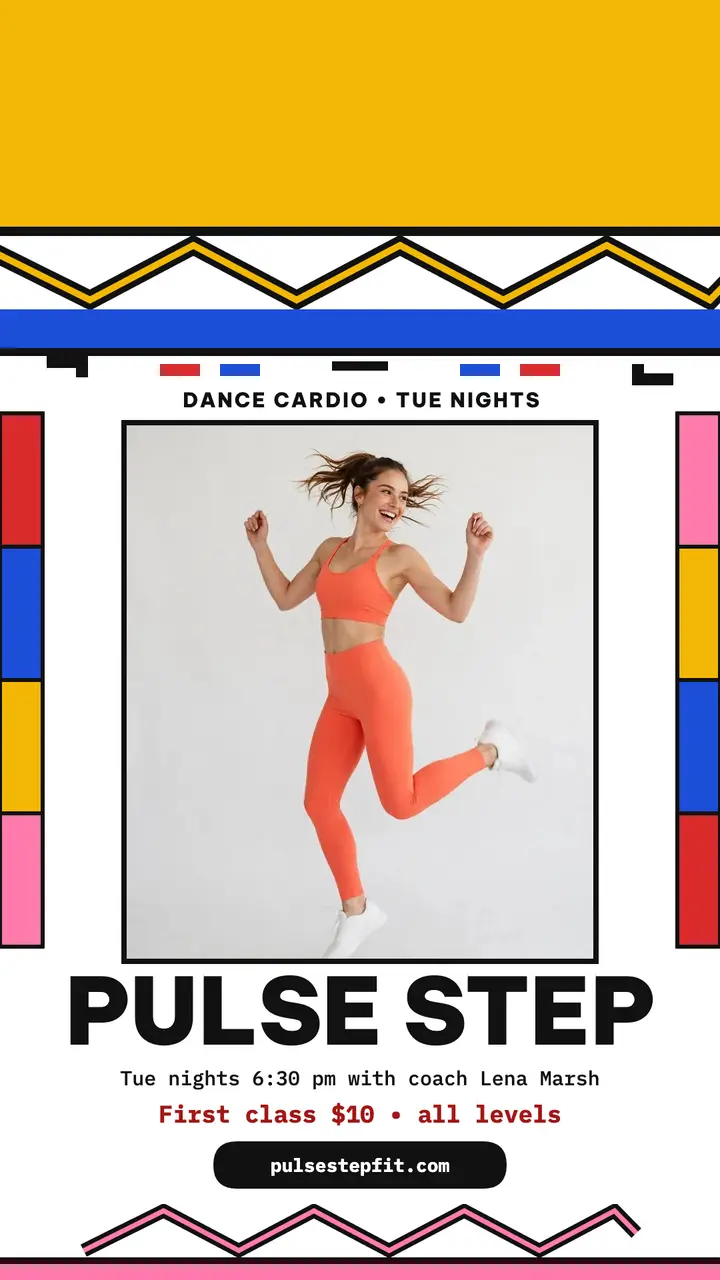 Pulse Step dance cardio mural story template