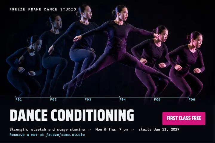 Freeze Frame dance conditioning class postcard: dance class postcard template