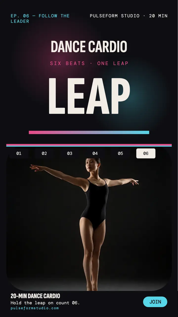 Pulseform dance cardio leap story template