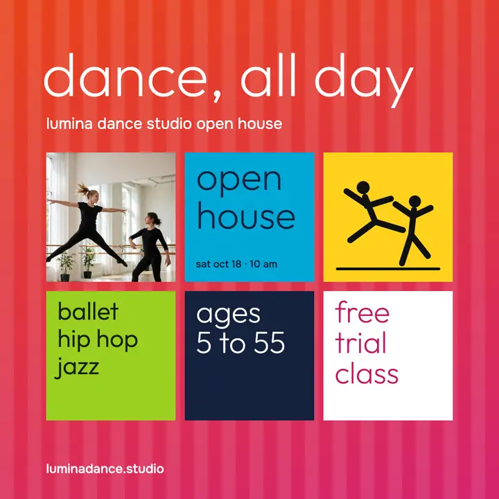 Lumina dance open house Metro tiles post: dance studio open house post template