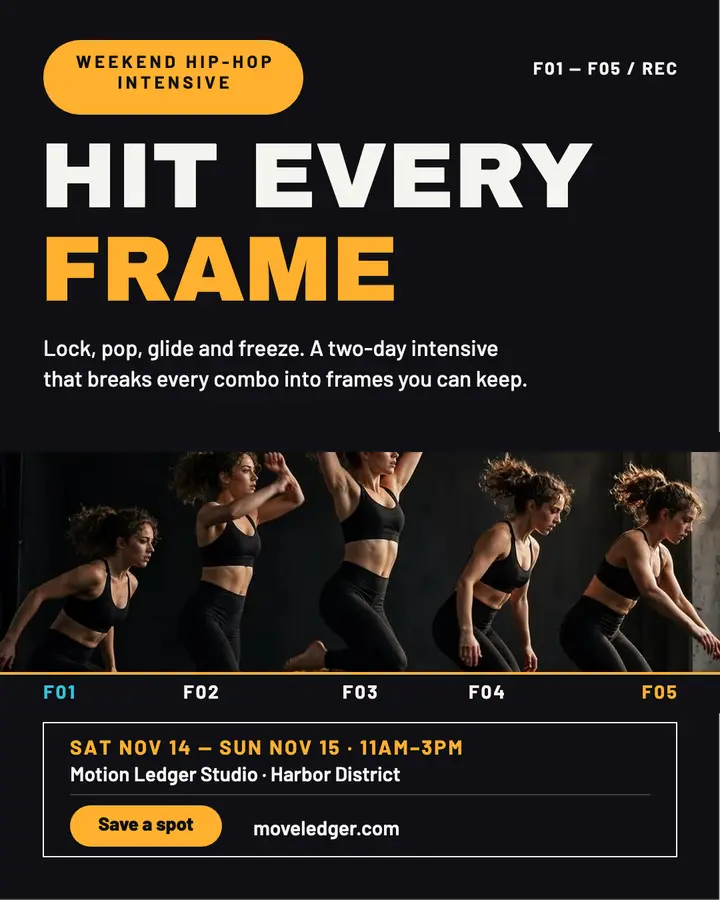 Motion Ledger hip-hop intensive sequence post template