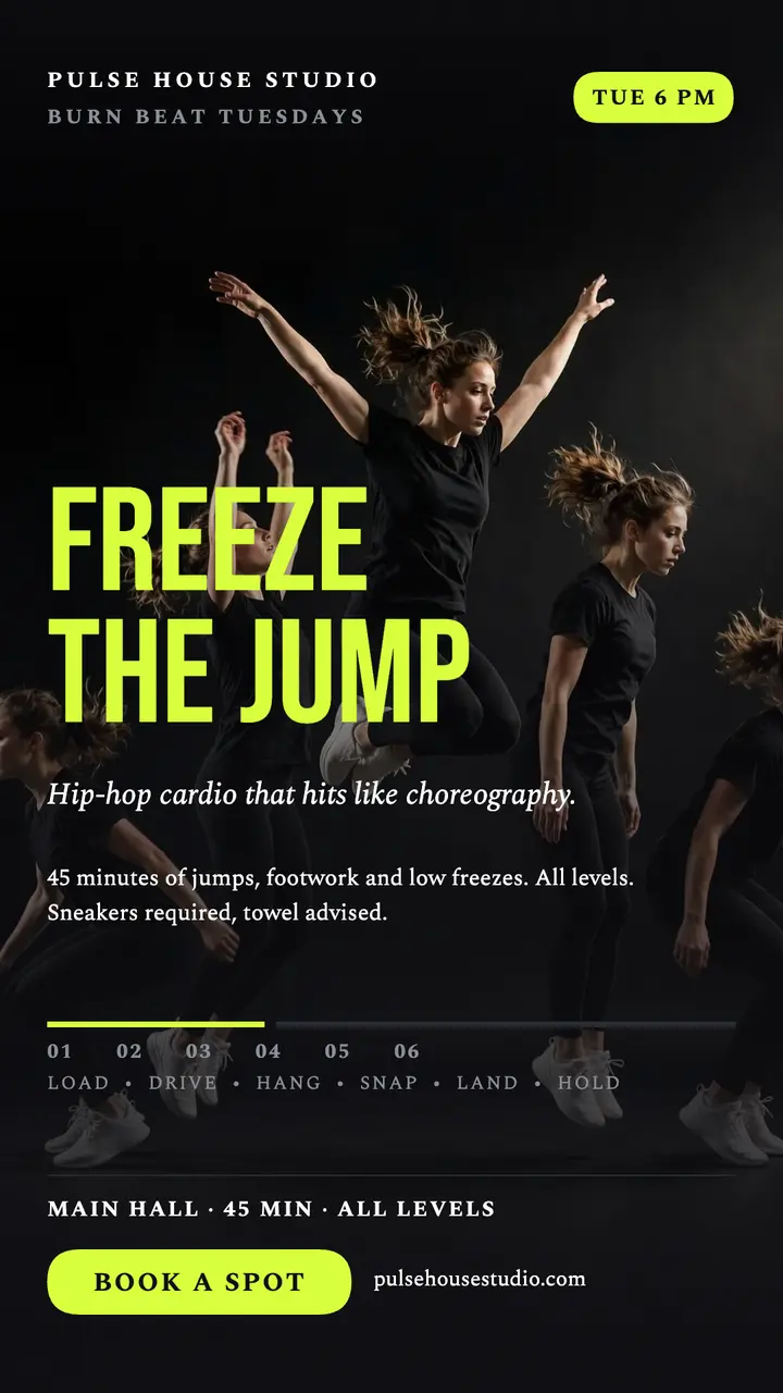Pulse House hip-hop jump workout story template