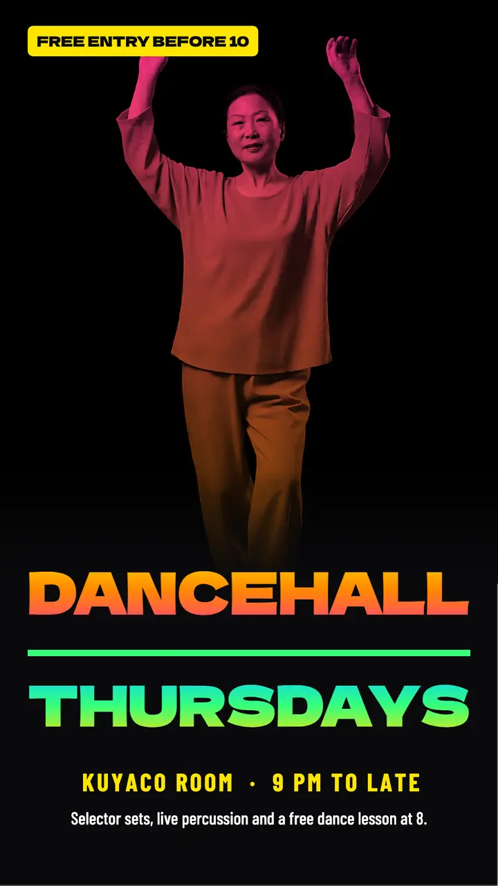 Dancehall Thursdays club night story, chicha poster lettering template