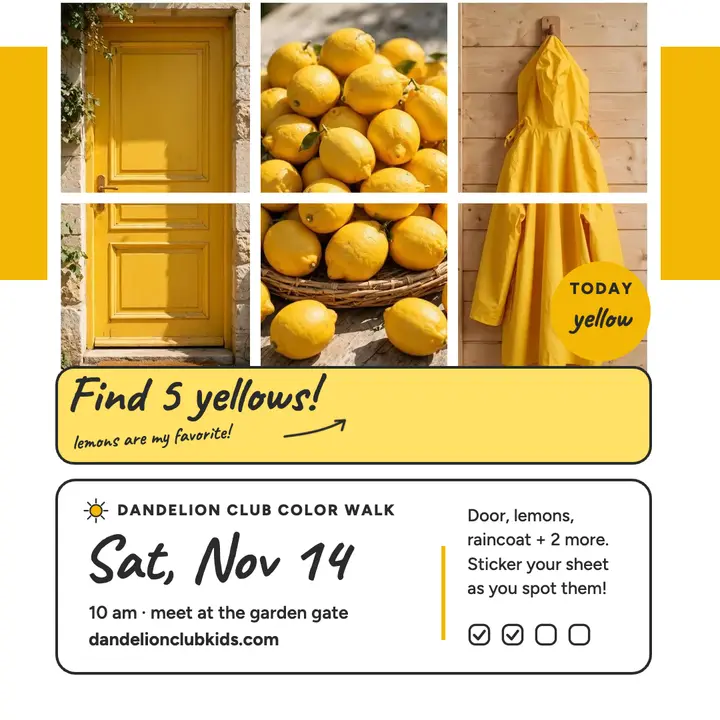 Dandelion Club yellow color walk post template