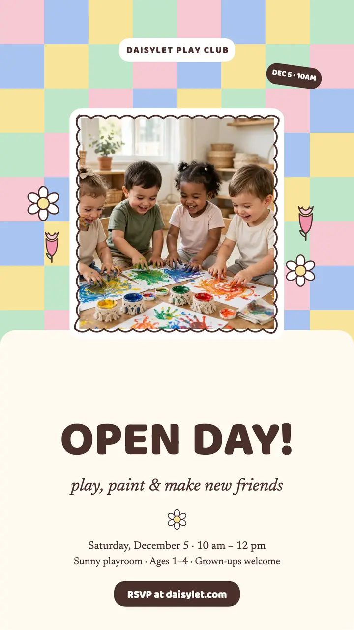 Daisylet Play Club open day story template