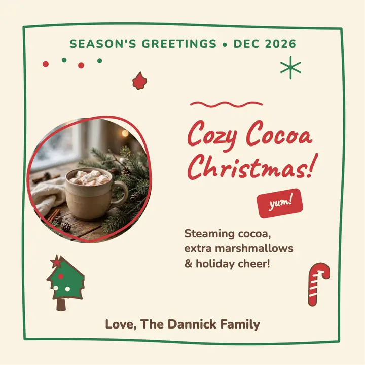 Dannick family cocoa Christmas card template