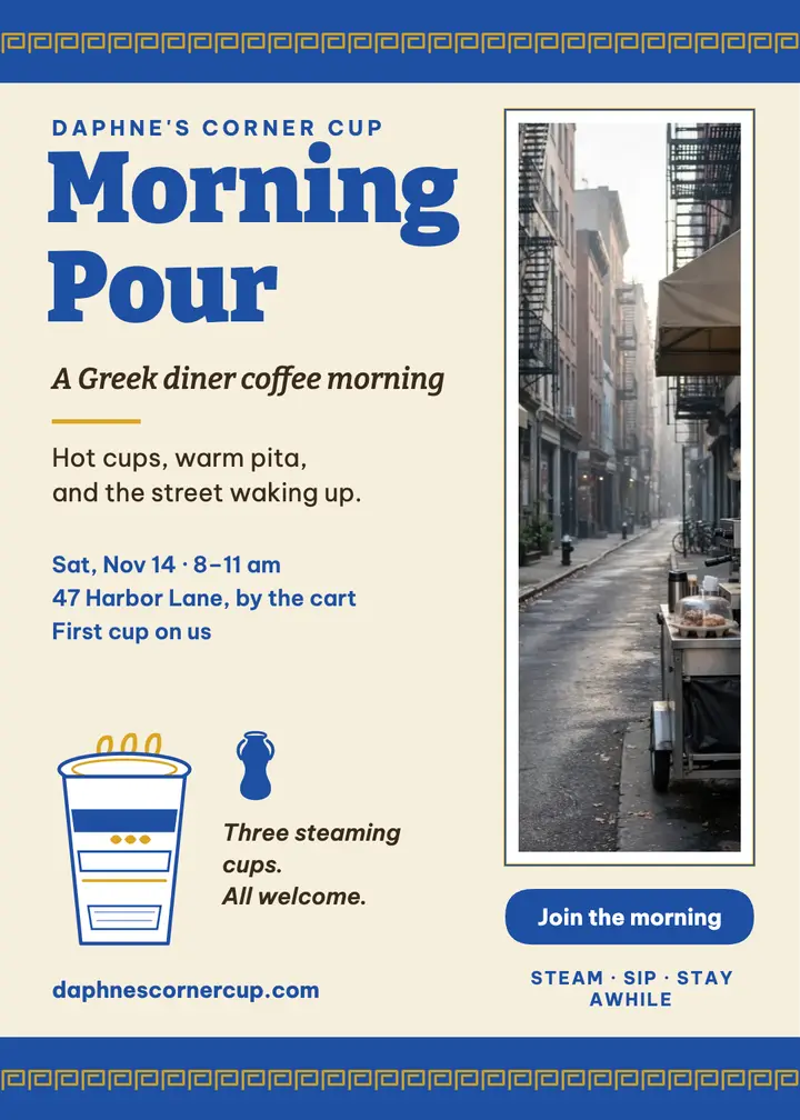 Daphne's Corner Cup morning pour invite template