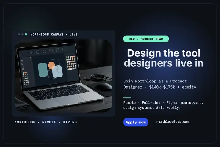 Northloop product designer hiring postcard template