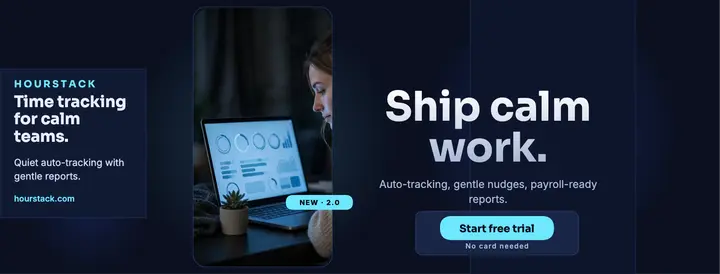 Hourstack dark glow SaaS cover template